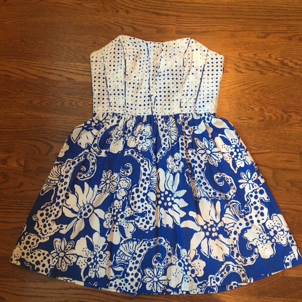 Royal Blue and White Strapless Lily Pulitzer Dress
